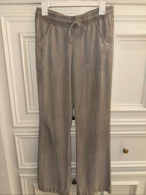 Side Stitch Taupe Drawstring Wide-Leg Joggers